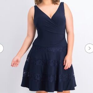 New Lauren by Ralph Lauren Women Pullover Textured Dress, Navy Blue